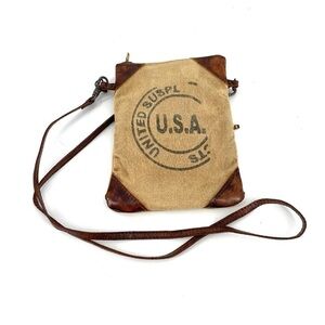 Mona B. Up-cycled Canvas Cross-body Bag with Vegan Leather Trim